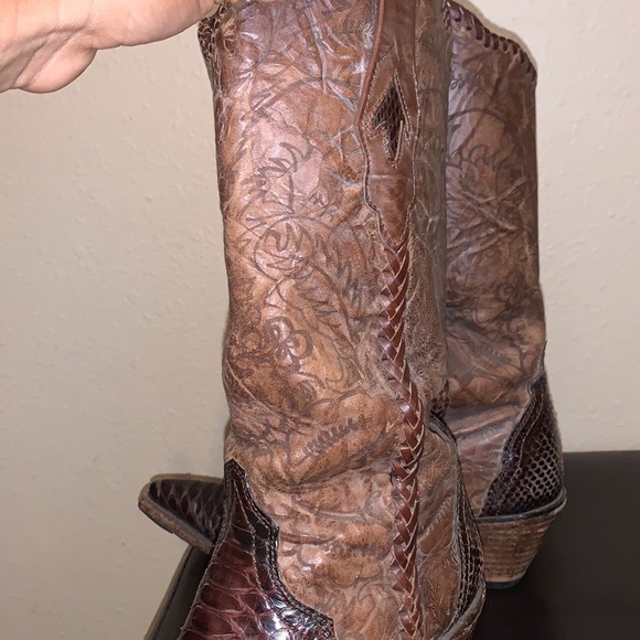 Corral tooled snake skin Cowgirl Boots - Picture 8 of 9